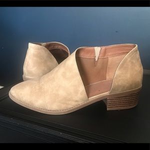 Tan flats with side opening